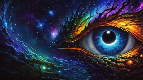 cosmic eye,peacock eye,all seeing eye,eye,eye ball,abstract eye,psychedelic art,third eye,the eyes of god,fractals art,eyeball,robot eye,dimensional,the blue eye,apophysis,fantasy art,helix nebula,wormhole,universe,women's eyes,Illustration,Realistic Fantasy,Realistic Fantasy 03