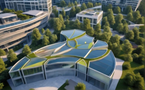 solar cell base,futuristic architecture,autostadt wolfsburg,3d rendering,biotechnology research institute,urban development,smart city,office buildings,kirrarchitecture,glass facade,glass building,eco-construction,espoo,urban design,modern architecture,building valley,building honeycomb,mixed-use,arhitecture,sky space concept