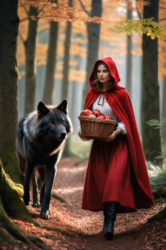 red riding hood,little red riding hood,red coat,scarlet witch,fantasy picture,schipperke,fairy tale character,a fairy tale,girl with dog,children's fairy tale,biblical narrative characters,east-european shepherd,digital compositing,fairy tale,red cape,fairy tales,carpathian shepherd dog,bohemian shepherd,fairy tale icons,fairytale characters,Photography,General,Cinematic