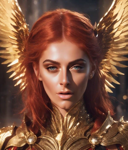 fire angel,mary-gold,golden crown,archangel,golden mask,golden unicorn,gold crown,angel face,gold mask,angel,queen cage,fantasy portrait,fantasy woman,golden eyes,the archangel,golden heart,garuda,gold eyes,athena,harpy