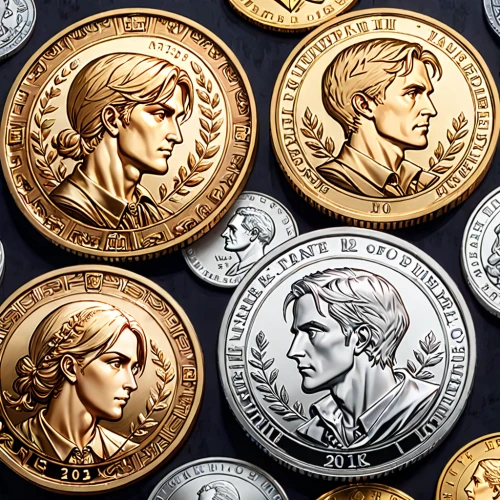 golden medals,coins,medals,kiwi halves,coins stacks,euros,norway nok,olympic medals,coin,silver coin,norwegian krone,bullion,euro cent,tokens,pennies,cents,gold bullion,euro coin,euro,gold laurels,Anime,Anime,General