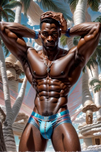 african american male,bodybuilder,african man,muscle icon,body building,broncefigur,milk chocolate,cuba background,bodybuilding,ice chocolate,dark chocolate,muscle man,black male,african boy,world digital painting,muscled,black man,afro american,muscular,beach background