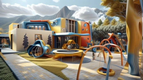 playset,children's playground,play area,children's playhouse,play yard,ski facility,popeye village,mini golf course,miniature golf,construction set,3d fantasy,playground,cartoon video game background,fantasy city,campground,3d render,building sets,outdoor play equipment,adventure playground,school design