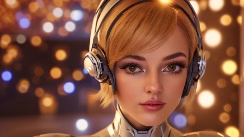 headset,wireless headset,valerian,telephone operator,cosmetic,headphone,headsets,anime 3d,headset profile,3d rendered,visual effect lighting,retro girl,retro woman,music background,listening to music,oil cosmetic,bluetooth headset,background bokeh,doll's facial features,cosmetic brush,Photography,General,Commercial