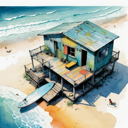 beach house,beach hut,beachhouse,floating huts,beach huts,seaside resort,houses clipart,dunes house,tropical house,house painting,stilt house,stilt houses,beach erosion,house drawing,coastal protection,watercolor,house of the sea,world digital painting,watercolor painting,watercolor background,Illustration,Paper based,Paper Based 07