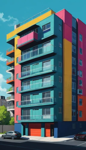 colorful facade,apartment block,apartment building,apartment complex,apartments,an apartment,apartment blocks,apartment buildings,apartment-blocks,apartment house,sky apartment,mixed-use,condominium,block of flats,facade painting,colorful city,townhouses,3d rendering,shared apartment,residential building,Conceptual Art,Fantasy,Fantasy 14