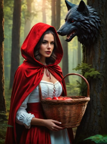 red riding hood,little red riding hood,red coat,fantasy picture,fairy tale character,fairy tale icons,queen of hearts,fantasy art,fantasy portrait,fantasy woman,fairy tales,red tunic,lady in red,red cape,fairy tale,the witch,a fairy tale,woman holding pie,gothic portrait,children's fairy tale