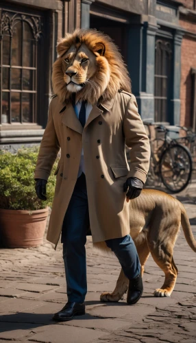 lion father,lion's coach,roaring,skeezy lion,big cat,overcoat,to roar,lion,furta,male lion,lion number,suit actor,two lion,lion white,digital compositing,forest king lion,felidae,lion - feline,photoshop manipulation,masai lion,Photography,General,Natural