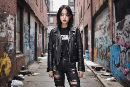 punk,goth subculture,grunge,goth woman,anime japanese clothing,street fashion,leather jacket,phuquy,yukio,fashion street,goth,women fashion,black leather,goth like,woman in menswear,gothic fashion,asian girl,hong,women clothes,women's clothing