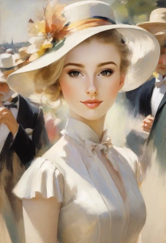 the hat of the woman,white lady,the hat-female,woman's hat,panama hat,girl wearing hat,woman with ice-cream,victorian lady,young woman,southern belle,young lady,vintage art,vintage woman,jane austen,beautiful bonnet,blonde woman,romantic portrait,a charming woman,spectator,white cosmos