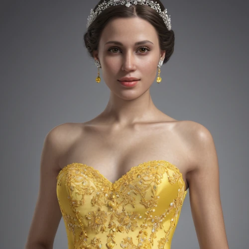 miss circassian,yellow crown amazon,miss vietnam,ball gown,gold jewelry,diadem,gold crown,daffodil,yellow daffodil,bridal jewelry,golden crown,dress form,bodice,gold yellow rose,yellow,fairy tale character,quinceanera dresses,evening dress,crown render,ukrainian,Photography,General,Realistic
