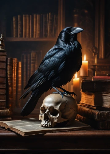 corvidae,vanitas,murder of crows,black crow,black raven,raven bird,raven sculpture,reading owl,corvus,king of the ravens,ravens,raven,memento mori,calling raven,carrion crow,3d crow,corvid,crows,nocturnal bird,dark art,Photography,General,Fantasy