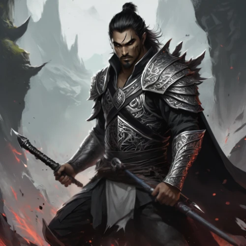 heroic fantasy,massively multiplayer online role-playing game,swordsman,xing yi quan,yi sun sin,thorin,dragon li,warlord,dane axe,fantasy warrior,dragon slayer,witcher,daemon,genghis khan,warrior and orc,black dragon,lone warrior,samurai,game illustration,vax figure