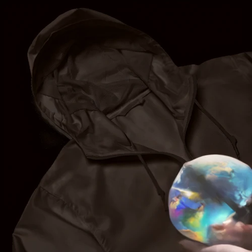 windbreaker,thermal bag,transparent material,cloak,handpan,inflates soap bubbles,frozen soap bubble,giant soap bubble,bolero jacket,isolated product image,polar fleece,jacket,soap bubble,crystal ball,orb,black coat,see-through clothing,silk,magnifying lens,celebration cape