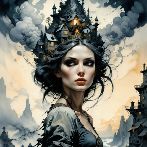 fantasy portrait,fantasy art,the enchantress,the snow queen,imperial crown,crowned,mystical portrait of a girl,gothic portrait,queen of the night,crown of the place,queen anne,priestess,queen crown,the crown,crow queen,crown,tree crown,fantasy picture,sorceress,princess crown