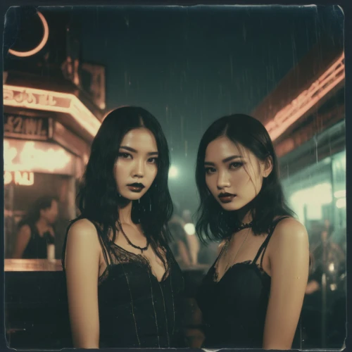 vintage asian,angels of the apocalypse,gemini,vamps,goth weekend,gothic portrait,vintage girls,angel and devil,vampires,goth festival,witches,double exposure,sirens,devils,vintage theme,duo,goth subculture,two girls,lubitel 2,vietnam's,Photography,Documentary Photography,Documentary Photography 03