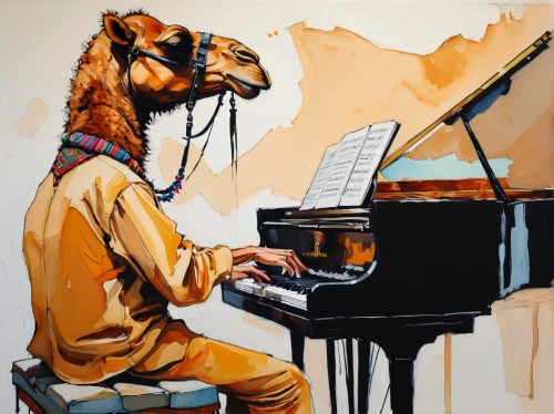 jazz pianist,piano player,keyboard player,pianist,musician,itinerant musician,galgo español,concerto for piano,jazz,street musician,play piano,pianet,keyboard instrument,piano keyboard,composer,musical rodent,dobermann,dog illustration,scottish deerhound,saxophone playing man,Conceptual Art,Oil color,Oil Color 08