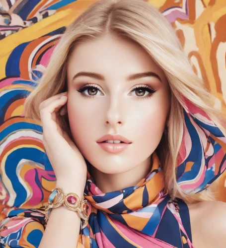 lycia,barbie doll,airbrushed,colorful floral,fashion vector,model beauty,beautiful young woman,barbie,colorful,cool blonde,pop art girl,pink beauty,blonde girl,makeup,colourful,jeweled,blond girl,colorful background,portrait background,blonde woman