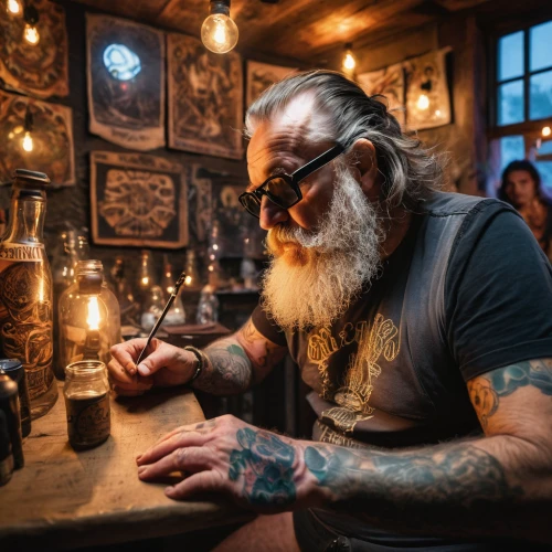 tattoo artist,metalsmith,candlemaker,tinsmith,watchmaker,apothecary,woodworker,blacksmith,fire artist,tattoo expo,dwarf cookin,man portraits,craftsman,luthier,merle black,silversmith,craftsmen,gnomes at table,pipe smoking,table artist,Photography,General,Commercial