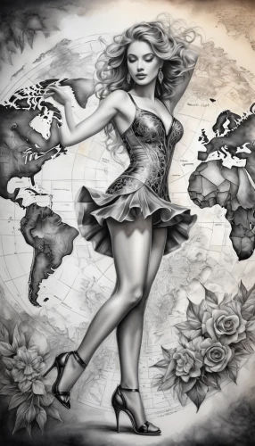 little girl twirling,fantasy art,faerie,pin up girls,fairy tale character,alice in wonderland,pin ups,chalk drawing,pin-up girls,pin up girl,pinup girl,pencil drawings,photomontage,retro pin up girls,dance of death,pin-up girl,alice,image manipulation,pin up,faery,Conceptual Art,Oil color,Oil Color 03
