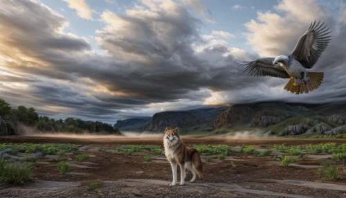 howling wolf,gryphon,mountain hawk eagle,majestic nature,bird of prey,wolfdog,flying dog,of prey eagle,saarloos wolfdog,mongolian eagle,flying hawk,gray wolf,hawk animal,flying dogs,dog angel,the spirit of the mountains,fantasy picture,native american indian dog,majestic,bird bird-of-prey