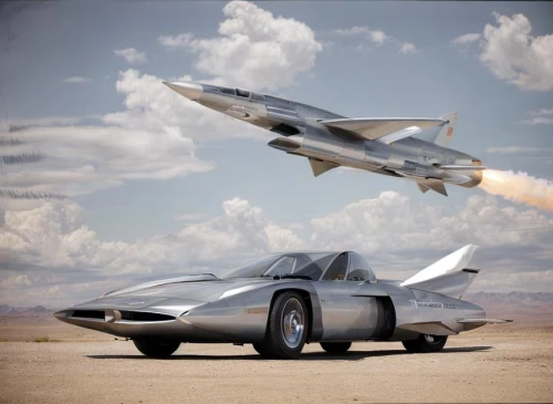 supersonic aircraft,chrysler concorde,silver arrow,renault juvaquatre,thunderbird,edsel citation,supersonic transport,mikoyan–gurevich mig-15,spaceplane,rocket-powered aircraft,buccaneer,futuristic car,lamborghini reventón,phantom p4,lockheed,jaguar d-type,supersonic fighter,tail fins,convair b-58 hustler,jet aircraft