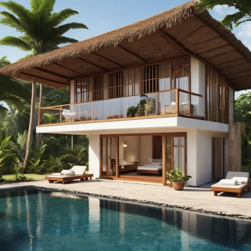 tropical house,holiday villa,pool house,floating huts,luxury property,cabana,beautiful home,3d rendering,tropical island,dunes house,bali,house by the water,summer house,beach house,seminyak,coconut palms,chalet,luxury home,private house,floating island,Photography,General,Realistic