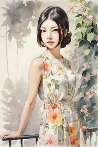girl in flowers,japanese floral background,floral dress,girl in the garden,portrait background,floral background,flower painting,japanese woman,chinese art,oriental painting,photo painting,beautiful girl with flowers,asian woman,girl in a wreath,vintage floral,floral japanese,girl picking flowers,romantic portrait,girl in a long,vietnamese woman