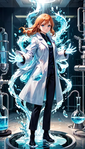scientist,asuka langley soryu,theoretician physician,chemist,fish-surgeon,female doctor,lab,water-the sword lily,physician,biologist,ice queen,cg artwork,white coat,butler,icemaker,caduceus,magna,doctor,winterblueher,researcher,Anime,Anime,General