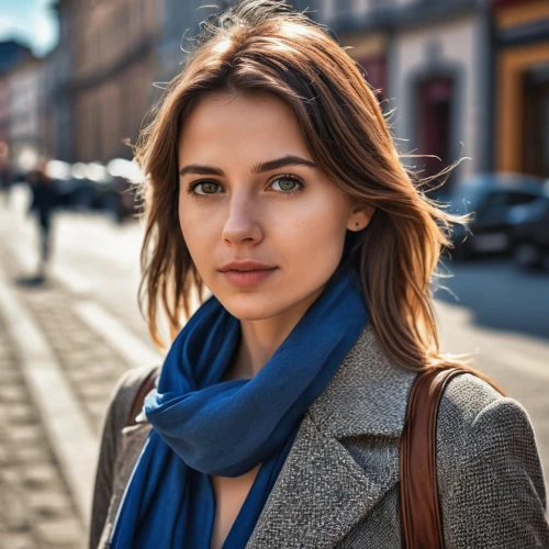 young woman,scarf,woman portrait,woman in menswear,city ​​portrait,female model,swedish german,menswear for women,woman walking,girl portrait,woman face,portrait photographers,women fashion,woman at cafe,woman's face,beautiful young woman,girl in cloth,on the street,romantic portrait,attractive woman,Photography,General,Realistic