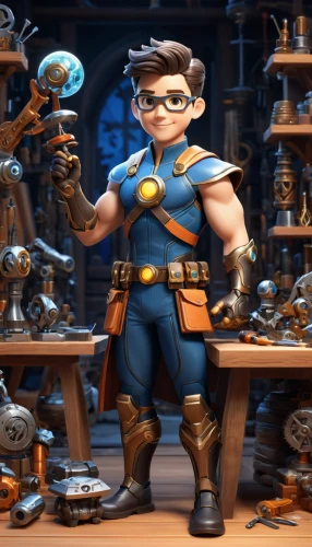tinsmith,blacksmith,gunsmith,clockmaker,watchmaker,apothecary,engineer,shopkeeper,librarian,steampunk,metalsmith,mechanic,geppetto,tradesman,woodworker,scandia gnome,craftsman,antiquariat,a carpenter,pirate treasure,Unique,3D,3D Character