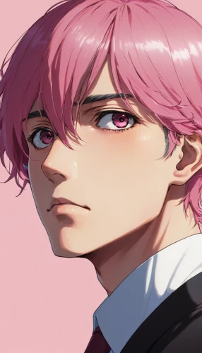 chaoyang,luka,pink hair,prosciutto,ren,rose png,pink background,mc,pink quill,anime boy,persona,pink vector,pink robin,pink carnation,beet,mock strawberry,leo,gin,lukas 2,bust,Illustration,Japanese style,Japanese Style 12