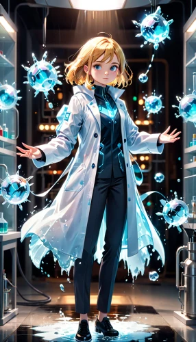 violet evergarden,darjeeling,fullmetal alchemist edward elric,scientist,female doctor,doctor,cartoon doctor,chemist,physician,biologist,cells,theoretician physician,white coat,heavy object,lab,alice,surgeon,astronomer,everett,cyan,Anime,Anime,Cartoon