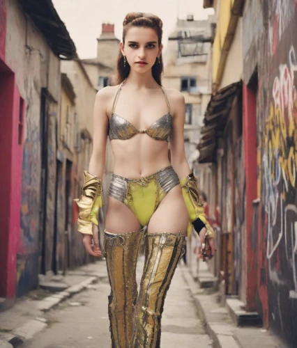 latex clothing,latex,alley cat,bodypaint,harnessed,neon body painting,gold colored,cleopatra,latex gloves,femme fatale,streampunk,alleyway,daisy jazz isobel ridley,foil and gold,gold glitter,pvc,yellow-gold,concrete chick,metallic feel,fashion shoot