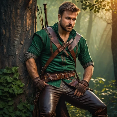 robin hood,konstantin bow,farmer in the woods,male character,male elf,wstężyk huntsman,musketeer,star-lord peter jason quill,bow and arrows,archer,forest man,woodsman,ranger,male poses for drawing,male model,fantasy portrait,brawny,lumberjack pattern,quill,lumberjack,Photography,General,Fantasy