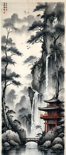 chinese art,cool woodblock images,oriental painting,japanese art,forbidden palace,chinese architecture,yunnan,japan landscape,yi sun sin,hwachae,yangqin,hanging temple,wuyi,xing yi quan,luo han guo,tong sui,zui quan,woodblock prints,oriental,asian architecture,Illustration,Paper based,Paper Based 30