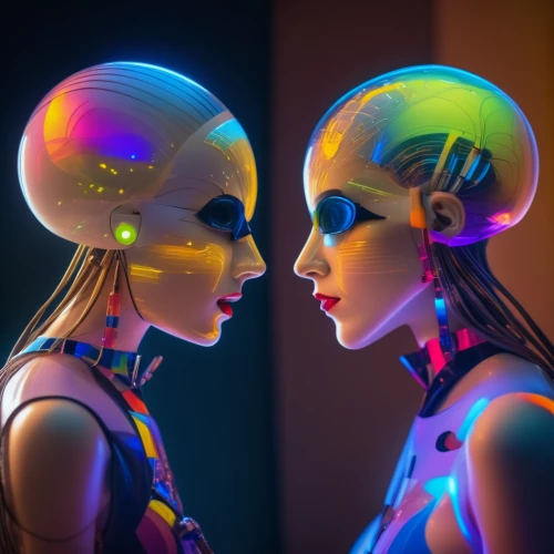 futuristic,neon body painting,scifi,neon makeup,robots,artificial intelligence,science fiction,science-fiction,doll looking in mirror,cybernetics,extraterrestrial life,neon human resources,gemini,sci fi,cyberpunk,sci-fi,sci - fi,mannequins,neon ghosts,multicolor faces,Photography,General,Natural