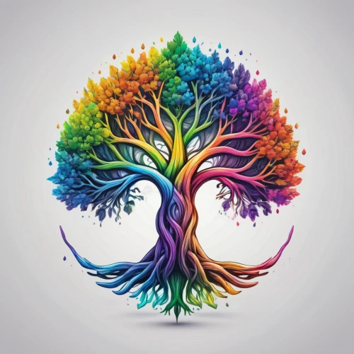colorful tree of life,tree of life,flourishing tree,connectedness,watercolor tree,celtic tree,branching,the branches of the tree,painted tree,magic tree,age root,earth chakra,family tree,tree thoughtless,rainbow background,rooted,the roots of trees,ornamental tree,psychedelic art,color wheel,Unique,Design,Logo Design