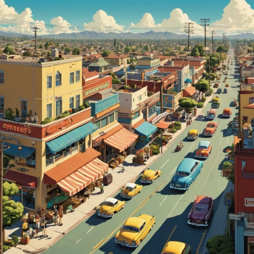 moc chau hill,palo alto,neighborhood,car hop,suburb,small towns,neighbourhood,cartoon video game background,ventura,rosewood,shopping street,suburbs,colorful city,street scene,street canyon,city highway,digital compositing,background image,game illustration,boulevard,Photography,General,Realistic