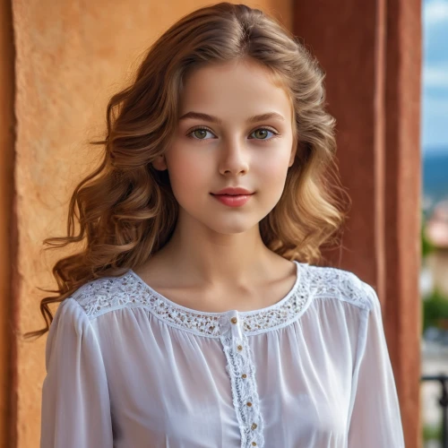 beautiful young woman,romantic look,portrait of a girl,romantic portrait,relaxed young girl,girl portrait,girl in t-shirt,pretty young woman,country dress,girl in white dress,young woman,young lady,cotton top,young beauty,vintage angel,beautiful model,white winter dress,ukrainian,girl with cloth,vintage girl,Photography,General,Realistic