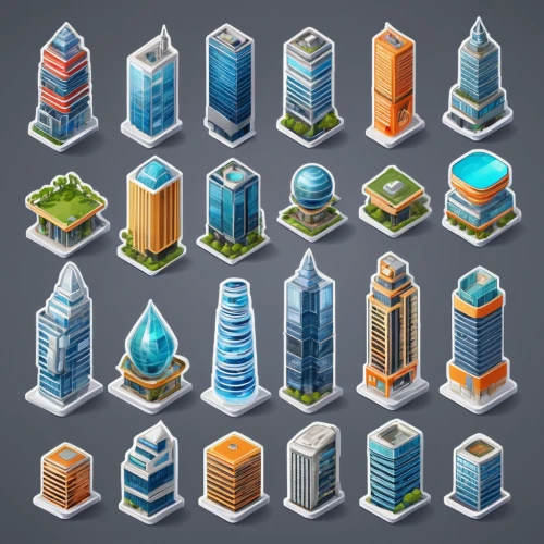 city blocks,city buildings,skyscrapers,isometric,skyscraper town,buildings,high rises,high-rises,metropolises,tall buildings,city cities,skyscraper,collected game assets,set of icons,cities,office icons,pixel cells,tileable,glass blocks,urban towers,Unique,Design,Sticker