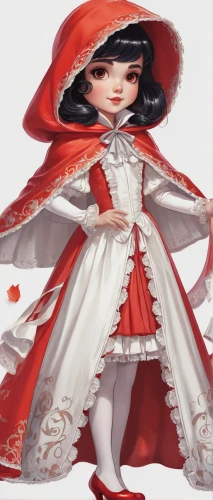 little red riding hood,red riding hood,suit of the snow maiden,red coat,white rose snow queen,queen of hearts,fairy tale character,cloth doll,hanbok,overskirt,snow white,doll dress,crinoline,female doll,the snow queen,vanessa (butterfly),imperial coat,dress doll,rose white and red,red cape