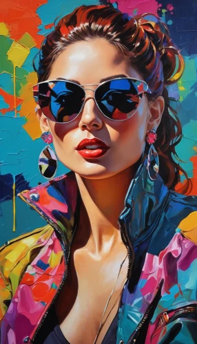oil painting on canvas,painting technique,cool pop art,colorful background,art painting,graffiti art,pop art style,fashion vector,oil painting,pop art colors,portrait background,italian painter,oil on canvas,meticulous painting,girl portrait,street artist,modern pop art,young woman,sunglasses,girl-in-pop-art,Conceptual Art,Daily,Daily 24
