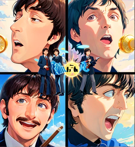 beatles,the beatles,submarine,icon set,expressions,comic style,big band,facial expressions,banner set,john lennon,four seasons,bandleader,baby icons,morgan +4,expression,bright sun,faces,color is changable in ps,illustrations,the eyes of god,Anime,Anime,Realistic