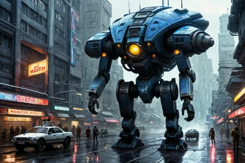 mech,mecha,sci fiction illustration,dreadnought,cyberpunk,sci - fi,sci-fi,minibot,sci fi,valerian,robot combat,military robot,cybernetics,bolt-004,robotics,robotic,tau,robots,walking in the rain,scifi