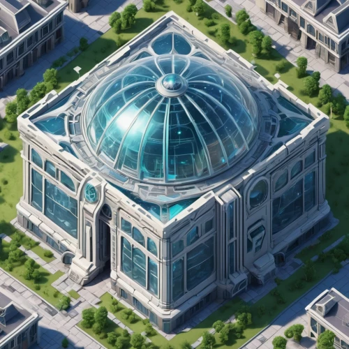 greenhouse,musical dome,conservatory,glass building,marble palace,greenhouse cover,reichstag,terrarium,granite dome,dome,maximilianeum,roof domes,solar cell base,flower dome,planetarium,dome roof,palm house,capitol,metropolis,neoclassical,Unique,3D,Isometric
