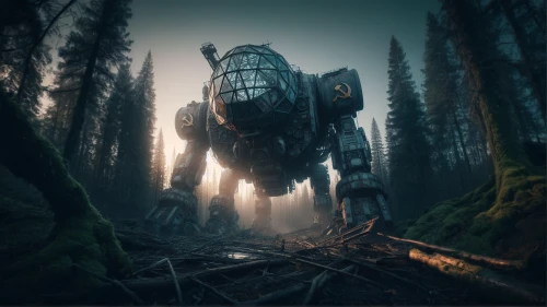 forest beetle,mech,mecha,sci fiction illustration,digital compositing,the forest fell,sentinel,forest dragon,dreadnought,forest man,photomanipulation,district 9,photo manipulation,bolt-004,mining excavator,fantasy picture,game art,scifi,sci fi,excavator