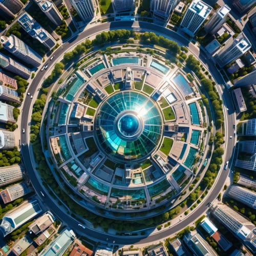 lensball,macroperspective,vertigo,panopticon,360 ° panorama,metropolis,glass sphere,futuristic architecture,spherical image,little planet,small planet,360 °,skyscraper town,orbital,skyscraper,city blocks,futuristic landscape,futuristic,cyclocomputer,colorful spiral,Photography,General,Realistic