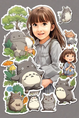 animal stickers,my neighbor totoro,clipart sticker,studio ghibli,stickers,rodentia icons,forest animals,kawaii animal patch,woodland animals,icon set,kawaii animal patches,fairy tale icons,lingzhi mushroom,collected game assets,my clipart,sticker,small animals,kids illustration,junco,dark-eyed junco