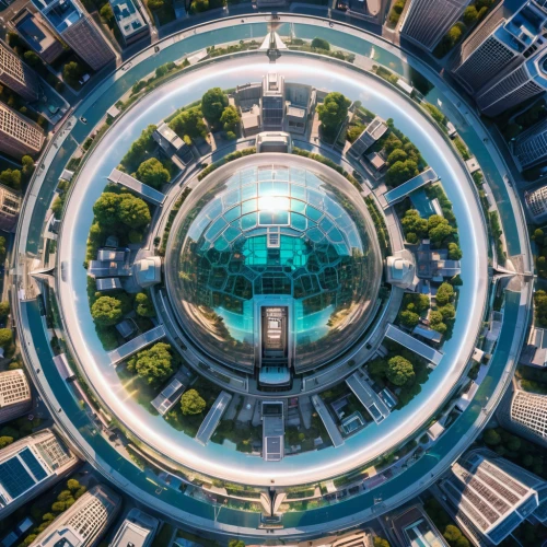 lensball,panopticon,macroperspective,futuristic architecture,360 ° panorama,spherical image,vertigo,360 °,the center of symmetry,glass sphere,little planet,kaleidoscope,concentric,metropolis,spherical,circle,baku eye,porthole,monaco,gyroscope,Photography,General,Realistic